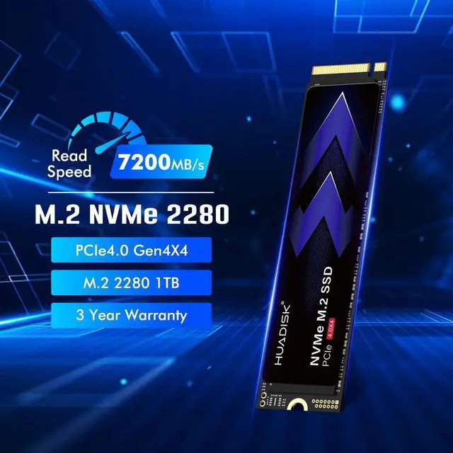Alt view image 2 of 5 - HUADISK 2TB M.2 NVMe SSD Gen4 PCIe, 2280 NVMe SSD with Heatsink, Gaming Internal Solid State Drive, Up to 7100MB/s, Storage for PS5,PC and Laptops
