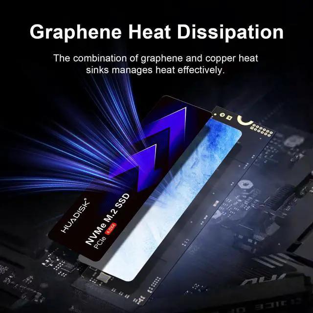 Alt view image 3 of 5 - HUADISK 2TB M.2 NVMe SSD Gen4 PCIe, 2280 NVMe SSD with Heatsink, Gaming Internal Solid State Drive, Up to 7100MB/s, Storage for PS5,PC and Laptops