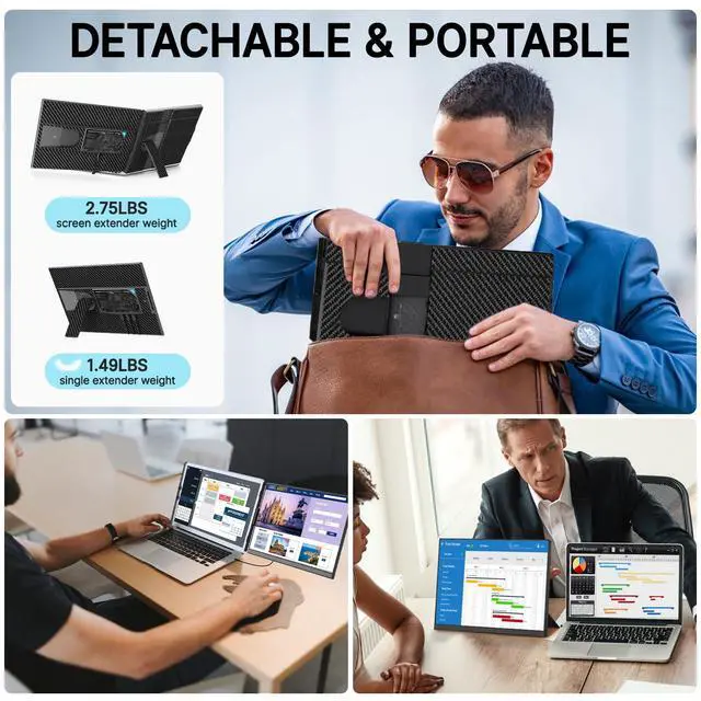 Alt view image 5 of 5 - Redalf Laptop Screen Extender, 15.6" FHD 1080P Portable Monitor for Laptop, Detachable and Plug-Play Travel Monitor for 13-17.3" Laptops,Compatible for Mac/Wins/Dex/Chrome