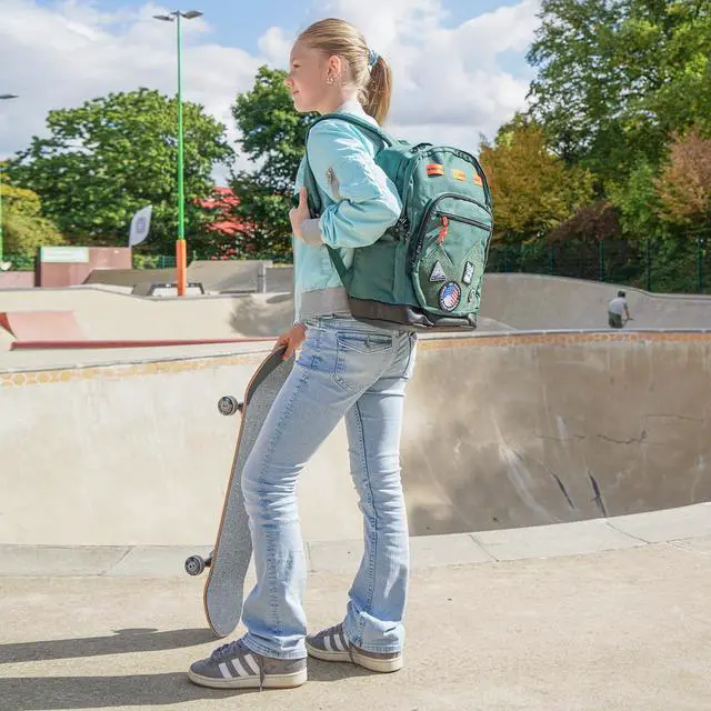 Alt view image 2 of 5 - Swissdigital Design Cool Backpack, Stylish School Laptop Backpack with Fun Personalized Patches Fits 16 Inch Notebook, Travel Bag Pefect for Boys & Girls, Forest Green| BERIKON - Includes 3 Patches