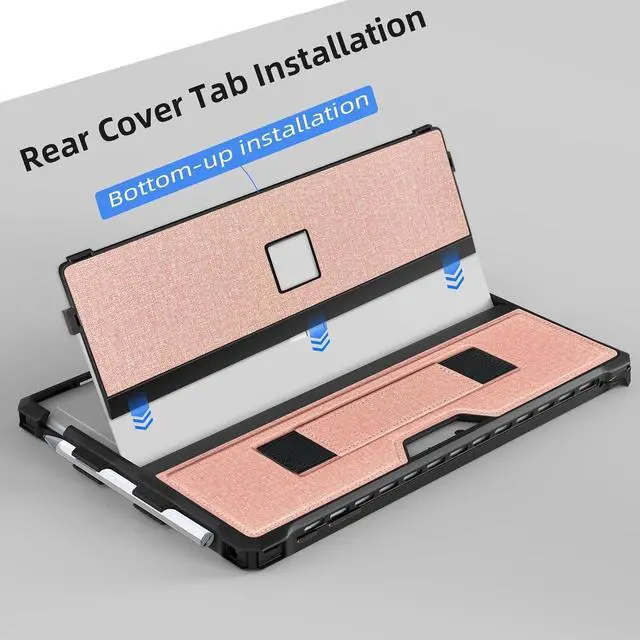 Alt view image 5 of 5 - SSS·GRGB Case for 12.3" Microsoft Surface Pro 7+/7/6/5/4/Pro LTE Protective Rugged Cover Case, with Stylus Pen Holder and Hand Strap, Compatible with Type Cover Keyboard, Coupled Pink