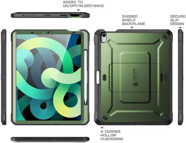 Alt view image 5 of 5 - SUPCASE Unicorn Beetle Pro Series Case Designed for iPad Air 4 (2020) 10.9 Inch, with Pencil Holder & Built-in Screen Protector Full-Body Rugged Heavy Duty Case (Green)