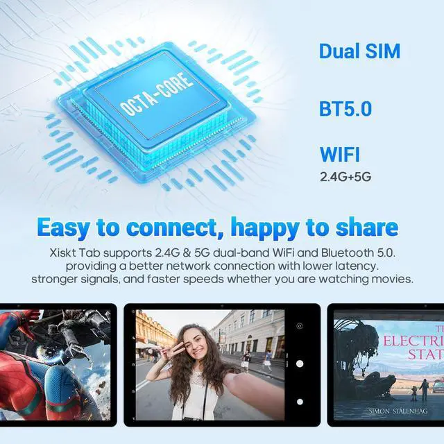 Alt view image 3 of 5 - xiskt Android 13 Tablet 11 inch Computer Tablets, Octa-Core Processor with 6+8GB RAM and 256GB ROM Storage, 2K IPS Touchscreen, WiFi, 18W Type-C Fast Charging, 7500mAh 13MP + 5MP Camera