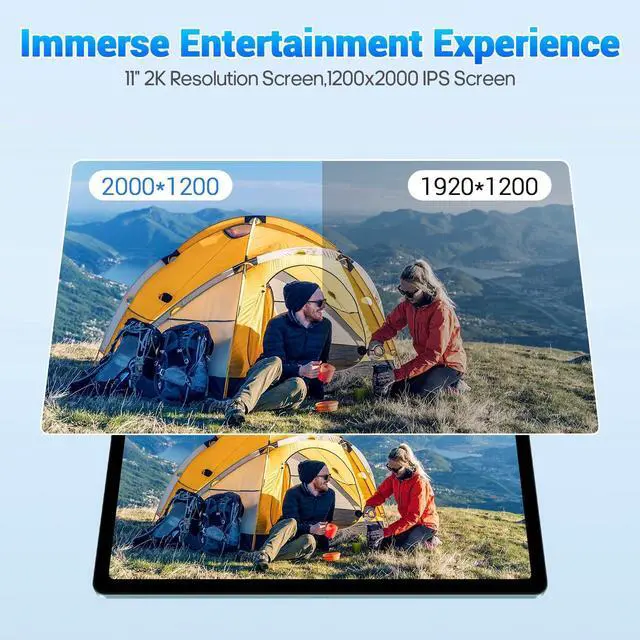 Alt view image 2 of 5 - xiskt Android 13 Tablet 11 inch Computer Tablets, Octa-Core Processor with 6+8GB RAM and 256GB ROM Storage, 2K IPS Touchscreen, WiFi, 18W Type-C Fast Charging, 7500mAh 13MP + 5MP Camera