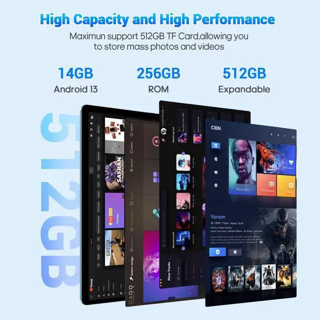 Alt view image 5 of 5 - xiskt Android 13 Tablet 11 inch Computer Tablets, Octa-Core Processor with 6+8GB RAM and 256GB ROM Storage, 2K IPS Touchscreen, WiFi, 18W Type-C Fast Charging, 7500mAh 13MP + 5MP Camera