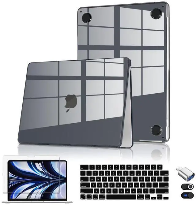 Main image of CISSOOK for MacBook Air 13.6 inch Case M3 M2 2022 2023 2024 2025 Release Model A3113 A2681, Ultra Thin Armor Super Crystal Clear Plastic Hard Shell for MacBook Air 13 inch M2 M3 - Crystal Black