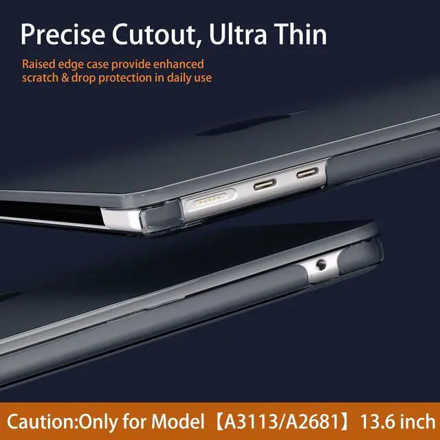 Alt view image 4 of 5 - CISSOOK for MacBook Air 13.6 inch Case M3 M2 2022 2023 2024 2025 Release Model A3113 A2681, Ultra Thin Armor Super Crystal Clear Plastic Hard Shell for MacBook Air 13 inch M2 M3 - Crystal Black