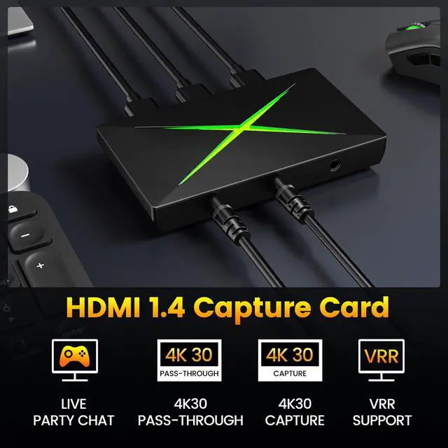 Alt view image 5 of 5 - 4K HDMI Capture Card,USB 3.0 4K30 Input Passthrough with Ultra Low Latency for Streaming Recording in 1080P 120FPS Compatible with PS4/PS5/Camera/YouTube/Mac/OBS/XSplit,Works with PC/Mac