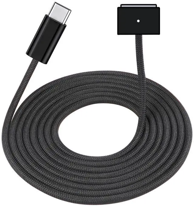 Main image of ZeitNah Upgraded USB-C to Magnetic 3 Cable Compatible with MacBook Air/Pro (2021-2025), 140W Fast Charging, 6.6ft Braided Replacement Power Cord for Apple MacBook Charger, Black