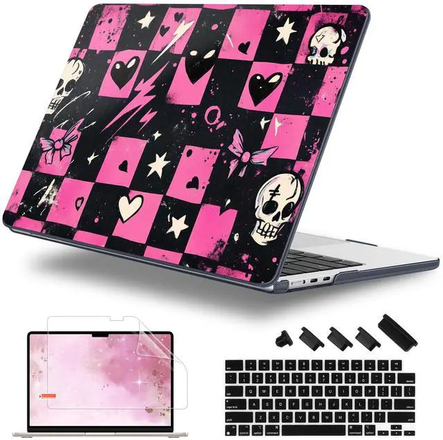 Main image of Lepeoac Case for MacBook Air 15 Inch 2025 2024 2023 Release M4 A3241 M3 A3114 M2 A2941, Hard Shell with Screen Protector & Keyboard Cover, Compatible with Touch ID, Pop Punk Checkerboard