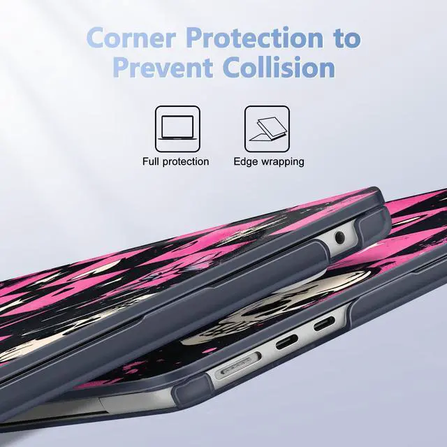 Alt view image 3 of 5 - Lepeoac Case for MacBook Air 15 Inch 2025 2024 2023 Release M4 A3241 M3 A3114 M2 A2941, Hard Shell with Screen Protector & Keyboard Cover, Compatible with Touch ID, Pop Punk Checkerboard