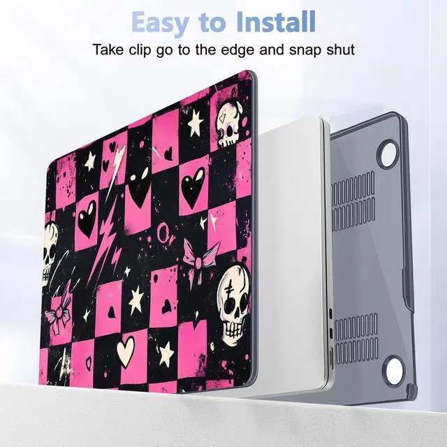 Alt view image 5 of 5 - Lepeoac Case for MacBook Air 15 Inch 2025 2024 2023 Release M4 A3241 M3 A3114 M2 A2941, Hard Shell with Screen Protector & Keyboard Cover, Compatible with Touch ID, Pop Punk Checkerboard
