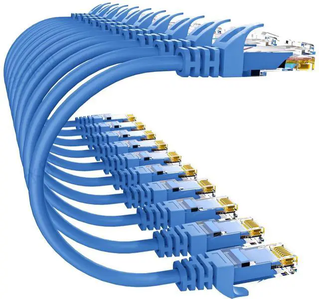 Main image of Cat 6 Ethernet Cable 10FT 10Pack, Cat6 Ethernet Patch Cable 10Gbps, High-Speed UTP Cat6 Network Cable Pure Copper, Cat 6 Cable for Home and Office Network, Blue