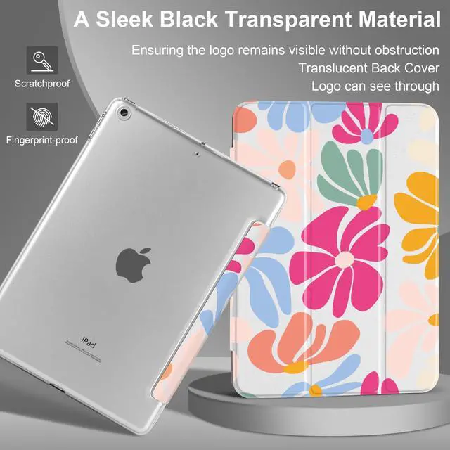 Alt view image 3 of 5 - MecBevia Case for iPad 10.2 Inch 9th Generation 2021 / 8th Gen 2020 / 7th Gen 2019, Slim iPad 10.2 Case Cover with Hard PC Back, Auto Wake/Sleep, ColorfulFlowers
