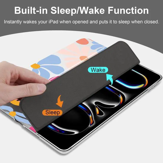 Alt view image 5 of 5 - MecBevia Case for iPad 10.2 Inch 9th Generation 2021 / 8th Gen 2020 / 7th Gen 2019, Slim iPad 10.2 Case Cover with Hard PC Back, Auto Wake/Sleep, ColorfulFlowers