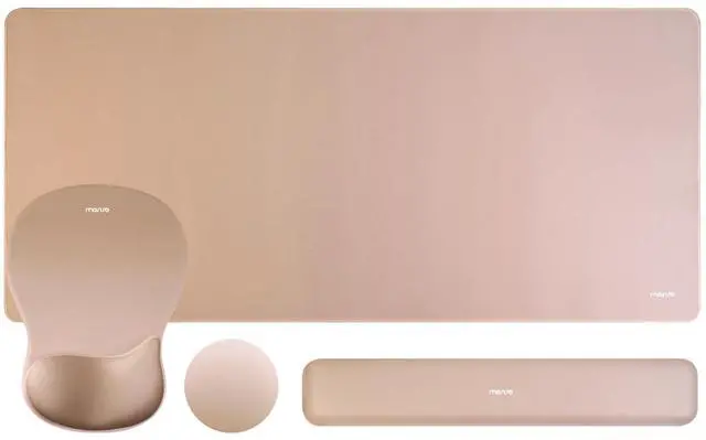 Main image of MOSISO Keyboard Mouse Pad Set, Large Gaming Mouse Pad&Keyboard&Mousepad Wrist Rest&Coaster, Ergonomic Non-Slip Mousepad Easy Typing Cushion with Curved Concave Memory Foam for Home Office, Brown