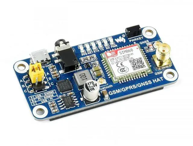 Main image of Coolwell Raspberry Pi GSM HAT GSM/GPRS/GNSS/Bluetooth Module for Raspberry Pi 4B+ 4B 3B+ 3B 2B+ Zero W WH Based on SIM868 Supports SMS, Phone Call, Email, etc