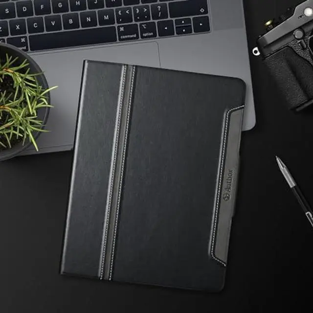 Alt view image 2 of 5 - Antbox for iPad Air 13 Inch Case 2025 M3 /2024 M2, Built-in Pencil Holder, Fully Supports Pencil Pro and Pencil (USB-C), Auto Sleep/Wake Function PU Leather iPad Air 13'' Cover (Black)