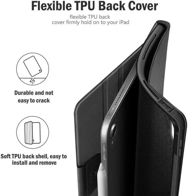 Alt view image 5 of 5 - Antbox for iPad Air 13 Inch Case 2025 M3 /2024 M2, Built-in Pencil Holder, Fully Supports Pencil Pro and Pencil (USB-C), Auto Sleep/Wake Function PU Leather iPad Air 13'' Cover (Black)