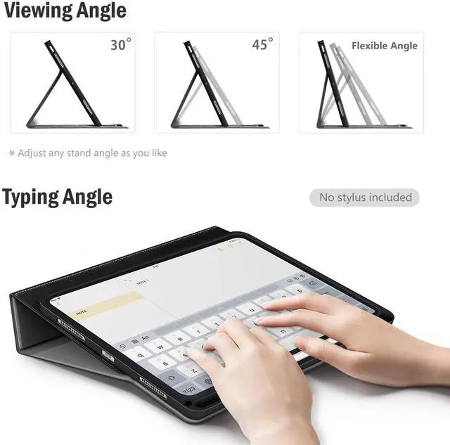 Alt view image 4 of 5 - Antbox for iPad Air 13 Inch Case 2025 M3 /2024 M2, Built-in Pencil Holder, Fully Supports Pencil Pro and Pencil (USB-C), Auto Sleep/Wake Function PU Leather iPad Air 13'' Cover (Black)