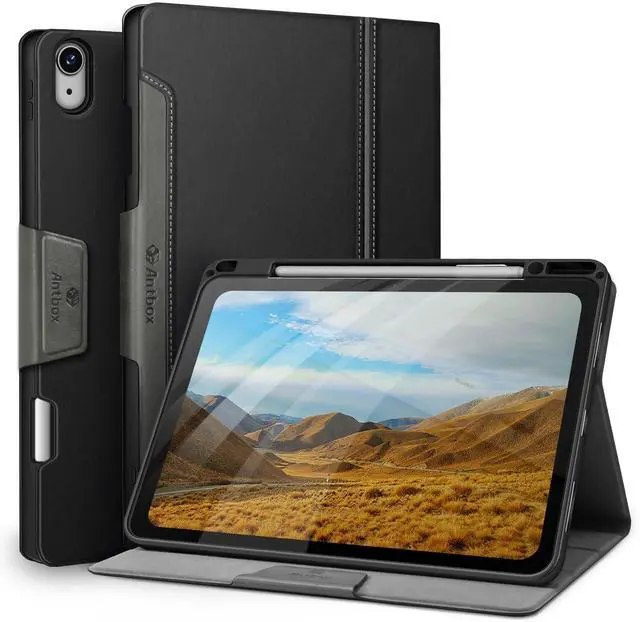 Main image of Antbox for iPad Air 13 Inch Case 2025 M3 /2024 M2, Built-in Pencil Holder, Fully Supports Pencil Pro and Pencil (USB-C), Auto Sleep/Wake Function PU Leather iPad Air 13'' Cover (Black)