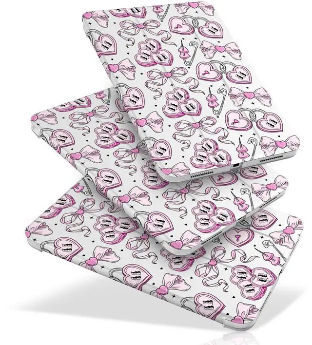 Main image of MecBevia Case Compatible with iPad Air 11 Inch M3 (2025) / M2 (2024), iPad Air 10.9 Inch 5th Gen (2022) / 4th Gen (2020), Hard PC Back Cover with Auto Wake/Sleep, Love Ribbon