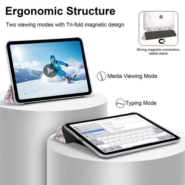 Alt view image 5 of 5 - MecBevia Case Compatible with iPad Air 11 Inch M3 (2025) / M2 (2024), iPad Air 10.9 Inch 5th Gen (2022) / 4th Gen (2020), Hard PC Back Cover with Auto Wake/Sleep, Love Ribbon