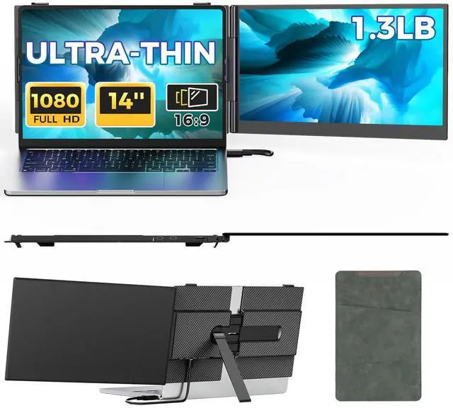 Main image of Laptop Screen Extender,14" FHD 1080P IPS Portable Monitor for Laptop,Ultra-Thin 0.17" & 1.3lbs Lightweight,Plug & Play Dual Screen for 13-17.3" Laptops,Compatible with Wins/Mac/Android/Switch/Chrome