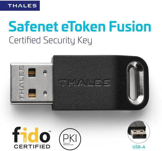 Alt view image 2 of 5 - Thales - SafeNet eToken Fusion - Phishing-Resistant FIDO2 Certified Security Key for Digital Certificates or Web Apps & Desktop Authentication - USB-A, Pack of 10
