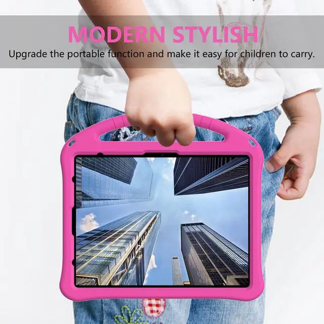 Alt view image 5 of 5 - UUcovers Kids Case for iPad Pro 13 inch M4 (2024) with Kickstand/Pencil Holder/Handle Stand Lightweight Soft EVA Foam Shockproof Heavy Duty Rugged Protection Kids Friendly Girls Boys Cover, Rose