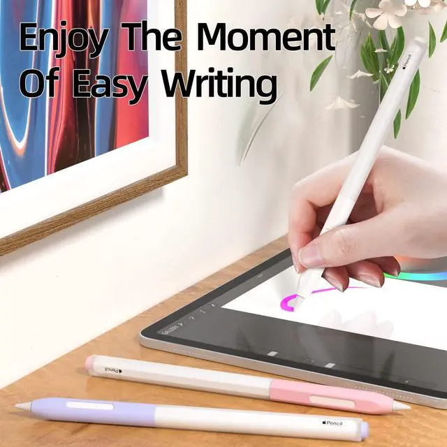 Alt view image 2 of 5 - JOOSKO Pencil Case Compatible with Apple Pencil Pro/Apple Pencil 2nd Generation Case, 3 Pack Silicone Translucent Two-Tone Pencil Case, [with 10 Silicone Tip Cover].(Purple, Pink, White)