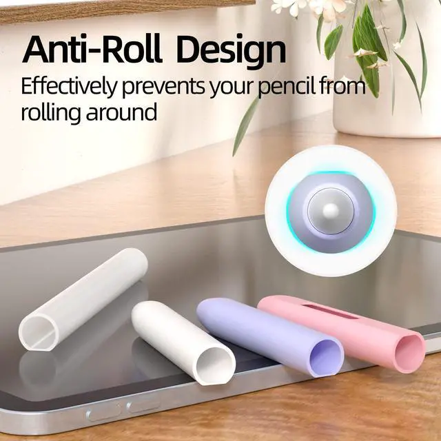 Alt view image 5 of 5 - JOOSKO Pencil Case Compatible with Apple Pencil Pro/Apple Pencil 2nd Generation Case, 3 Pack Silicone Translucent Two-Tone Pencil Case, [with 10 Silicone Tip Cover].(Purple, Pink, White)