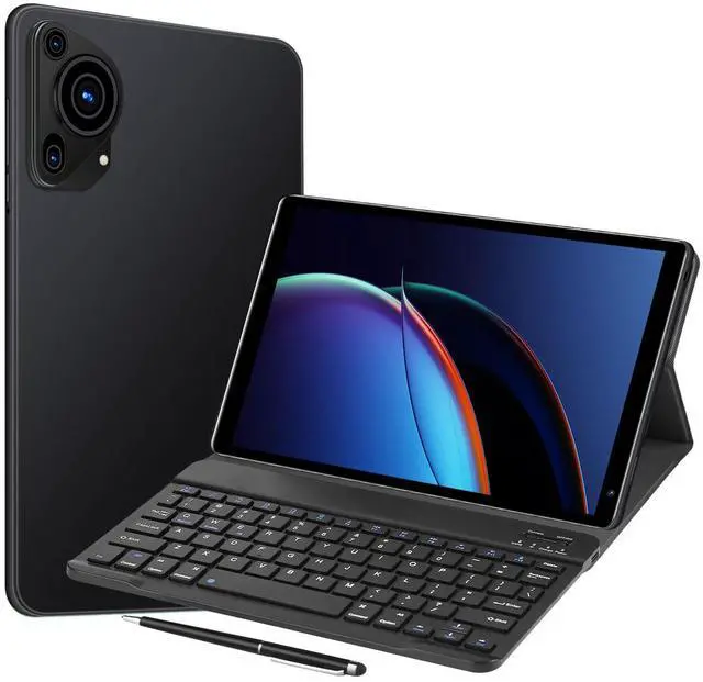Main image of 10.1 Inch Android Tablet PC with Keyboard & Stylus, 8-Core Processor T860 GPU, 3GB RAM 128GB Storage, 4G LTE SIM Slot, 5000mAh Battery,5MP+16MP Cameras for Work and Entertainment (Black, G2)