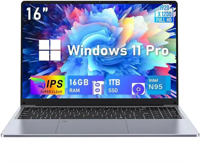 Main image of MITUNTUN 16 Inch Gaming Laptop Computer, 2025 Window 11 Pro Lap Top 16GB DDR4 RAM 1TB SSD, Processor N95(Up to 3.4GHz), 1200p FHD IPS Display, Office 365, Backlit Keyboard, 6000mAh, Portatil