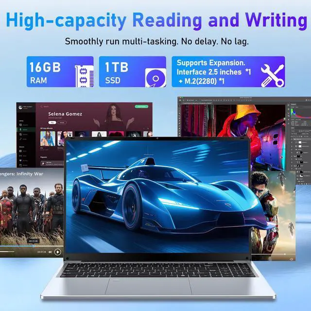 Alt view image 3 of 5 - MITUNTUN 16 Inch Gaming Laptop Computer, 2025 Window 11 Pro Lap Top 16GB DDR4 RAM 1TB SSD, Processor N95(Up to 3.4GHz), 1200p FHD IPS Display, Office 365, Backlit Keyboard, 6000mAh, Portatil