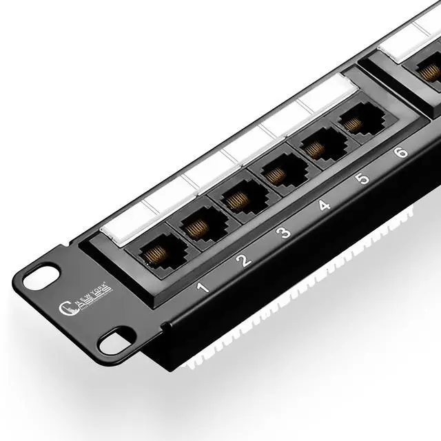 Main image of NewYork Cables 24 Port Cat6 Patch Panel  10Gb Ethernet, 1U Rackmount 19-Inch, T568A/B Color-Coded Labels, Unshielded, 110/Krone Compatible, Black