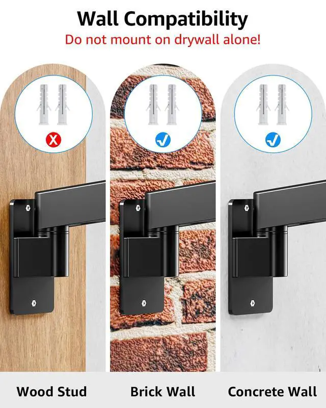 Alt view image 3 of 5 - MOUNTUP Monitor Wall Mount for 49 45 43 40 35 32 27 24 Inch Screens, Heavy Duty Wall Monitor Mount, Holds 4.4 to 44 lbs, Ultrawide Gas Spring Monitors Arm Wall Mount, VESA Mount 75x75/100x100mm