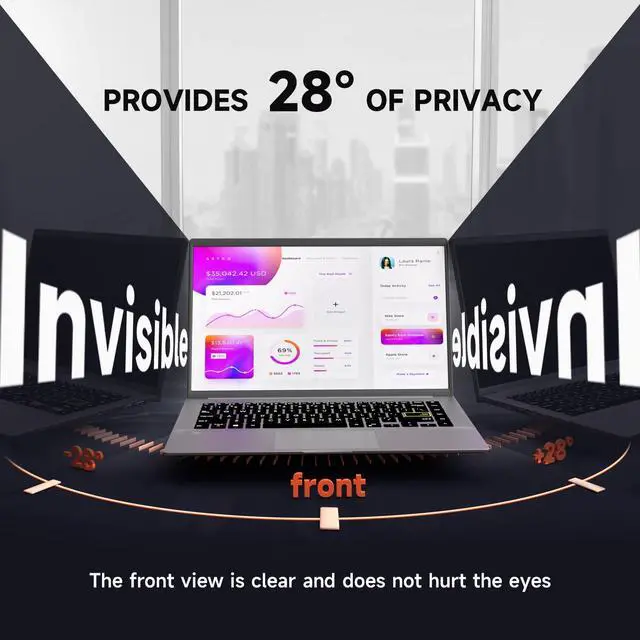 Alt view image 3 of 5 - Mamol 15.6 Inch Laptop Privacy Screen Filter for 16:9 Widescreen Display, Eye Protection Anti Glare & Blue Light Filter, Privacy Screen Protector for 15.6" Laptop