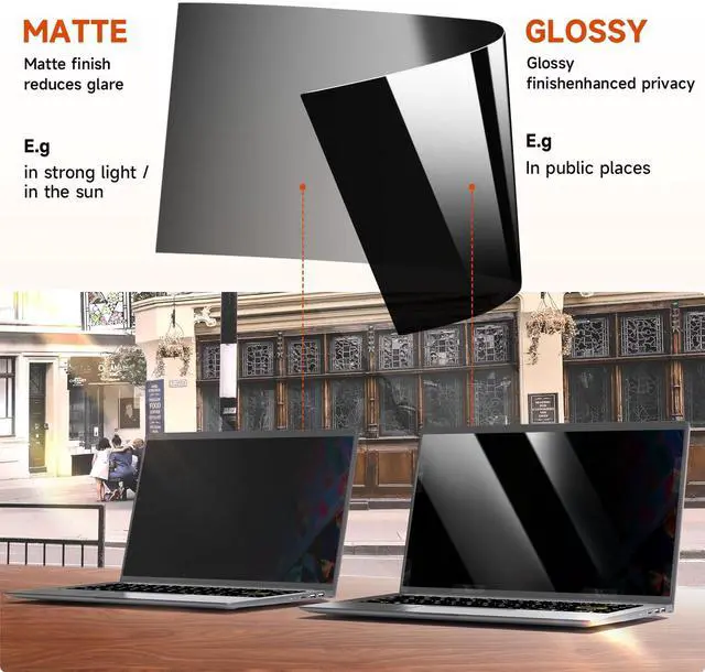 Alt view image 5 of 5 - Mamol 15.6 Inch Laptop Privacy Screen Filter for 16:9 Widescreen Display, Eye Protection Anti Glare & Blue Light Filter, Privacy Screen Protector for 15.6" Laptop