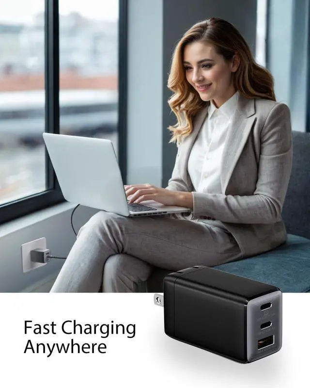 Alt view image 5 of 5 - wegear USB C Charger, 67W 3-Port GaN Fast Compact Foldable for MacBook Pro/Air, Pixelbook, iPad Pro, iPhone 16/15/Pro, Galaxy S25/S24, Note20, Pixel, Apple Watch