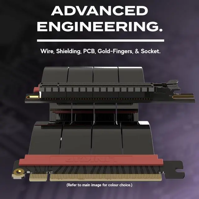 Alt view image 3 of 5 - LINKUP PCIE 5.0 Riser Cable | for Vertical GPU Mount | Right Angle | Graphics Card GPU Ready | Usable with PCIe 4.0 & RX9070/ RTX5090 | 30cm (Total Length: 34cm)