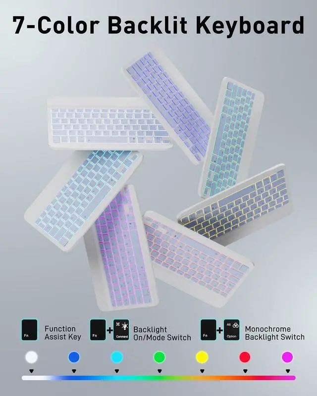 Alt view image 2 of 5 - TUNKARMOR for iPad 9th / 8th / 7th Generation 10.2 inch & iPad Air 3rd Gen & iPad Pro 10.5 inch Case with 7 Color Backlit Keyboard - Built in Pencil Holder with Mouse (Purple)