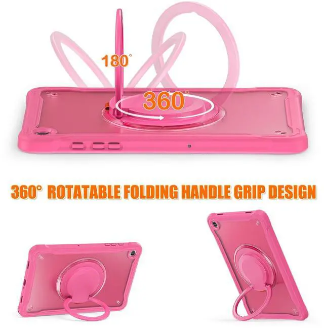Alt view image 2 of 5 - GooodiDEAR Shockproof Case for Samsung Galaxy Tab A9+ 11" 2023, Rotating Multi-Angle Stand, Hybrid TPU Protective Cover, Lightweight Rugged for Kids with Pen Holder Strap, SM-X210/X216/X218, Rose