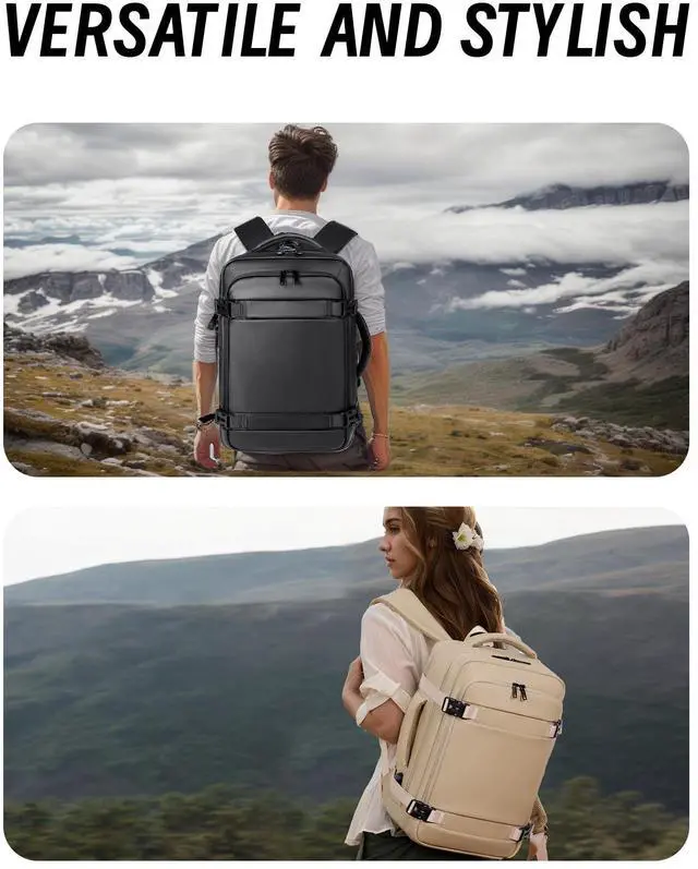 Alt view image 3 of 5 - JZBWQY Travel Backpack with USB Port, Water-Resistant, Fits 15.6" Laptop, Airplane Carry-On Backpack for Unisex (Green)