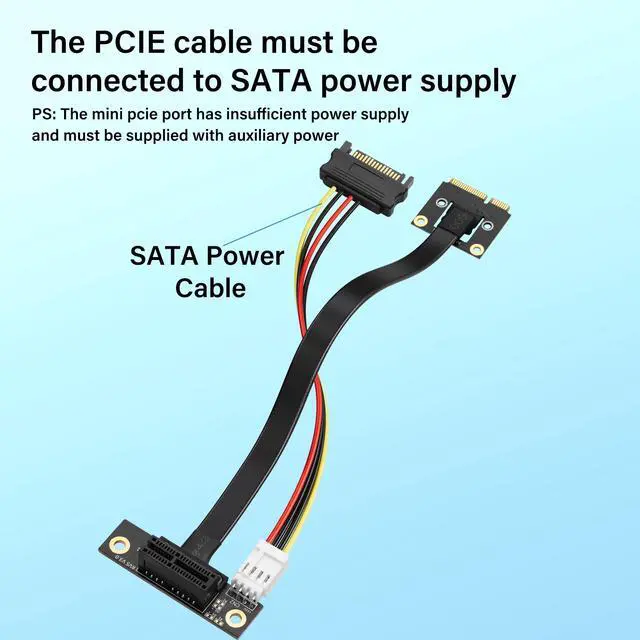 Alt view image 5 of 5 - SinLoon Mini PCIE Wireless Network Card to PCIe X1 Extender Cable Mini-Pcie Male to PCI-E X1 Female Riser Cable 20CM