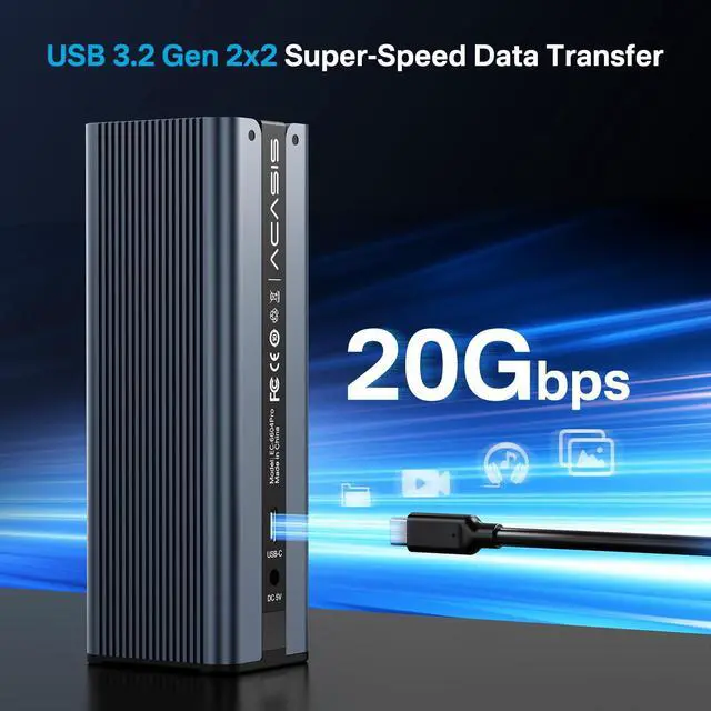 Alt view image 2 of 5 - M.2 NVMe SSD Cloner, Dual-Bay Offline Duplicator with Cooling Fan, USB C to M.2 Cloner, Pcle Size 2230/2242/2260/2280 Compatible (Grey)