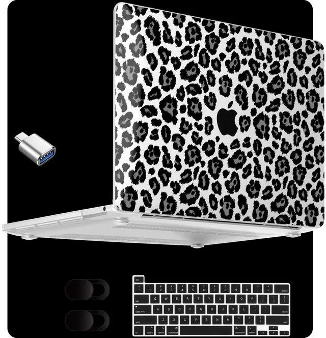 Main image of MEEgoodo for M2 MacBook Pro 13 inch Case 2022 2021 2020,Crystal Cover Fit Model A2338 M2/M1 A2251 A2289,Clear Case for 13.3-inch Laptop,Hard Shell for MacBook Pro M2, Snow Leopard Texture