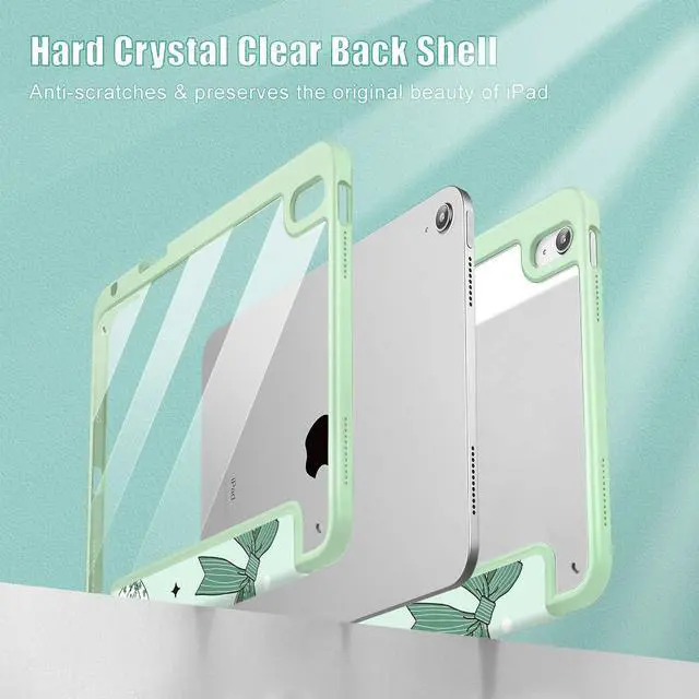 Alt view image 3 of 5 - Tuiklol for 2025 iPad (A16 Chip) 11th Generation 11 inch/iPad 10th Generation 10.9 inch 2022 Case, Buit in Pencil Holder with Clear Back Shell Cover Trifold Stand Auto Wake/Sleep, Green Bows