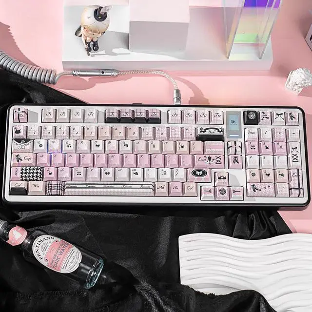 Alt view image 5 of 5 - COOMICKEY Dye Sub PBT Keycaps Set 130 Keys, Cherry Profile Cute Custom Keycaps 60 65 75 100 Percent for 61/64/68/84/87/100/104/108 Gaming Mechanical Keyboard, Pink Black