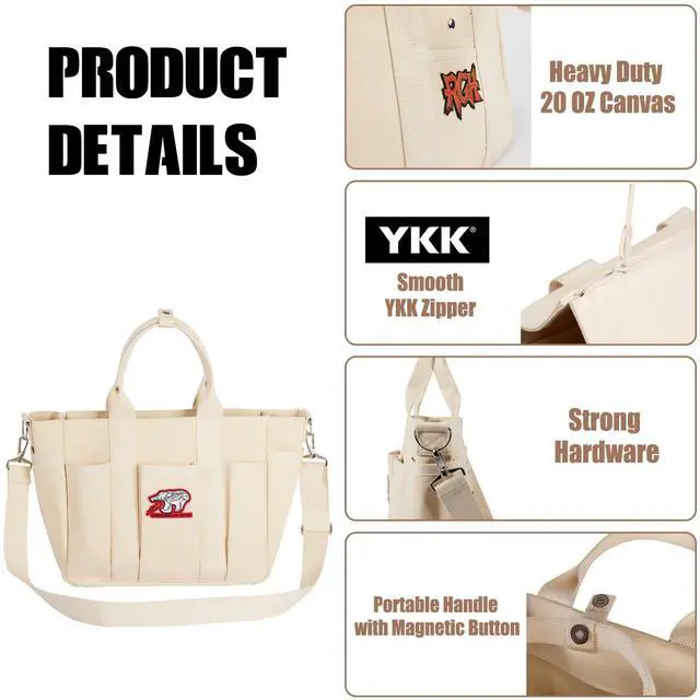 Alt view image 4 of 5 - Rough Enough Crossbody Laptop Tote Bag for Women Men Heavy Duty 20 oz Canvas Work Tote 27L Large Capacity Padded 14 Inch Laptop Compartment Travel Business